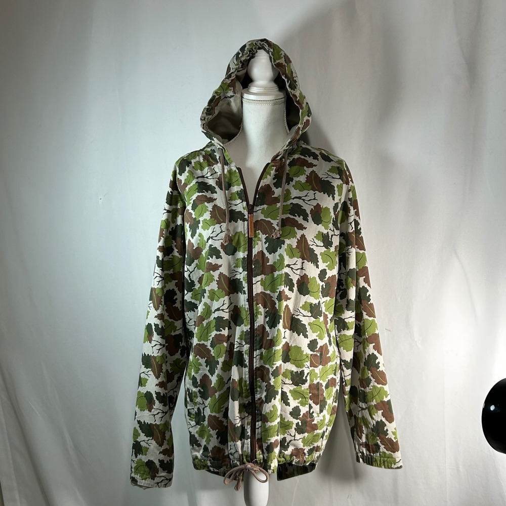 Unyforme Mens Leaf Camo Zip Up Hooded Jacket Green Brown Size M